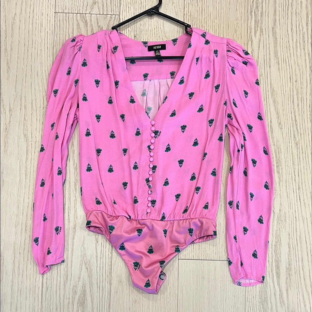 AFRM pink floral bodysuit